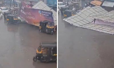 Massive Wooden Hoarding Collapses At Sahajanand Chowk In Kalyan; Several Vehicles Damaged, None Injured