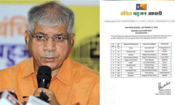 Prakash Ambedkar's VBA Announces 11 Candidates For Maharashtra Elections 2024; 1st List Includes Nagpur, Nanded, Aurangabad Seats