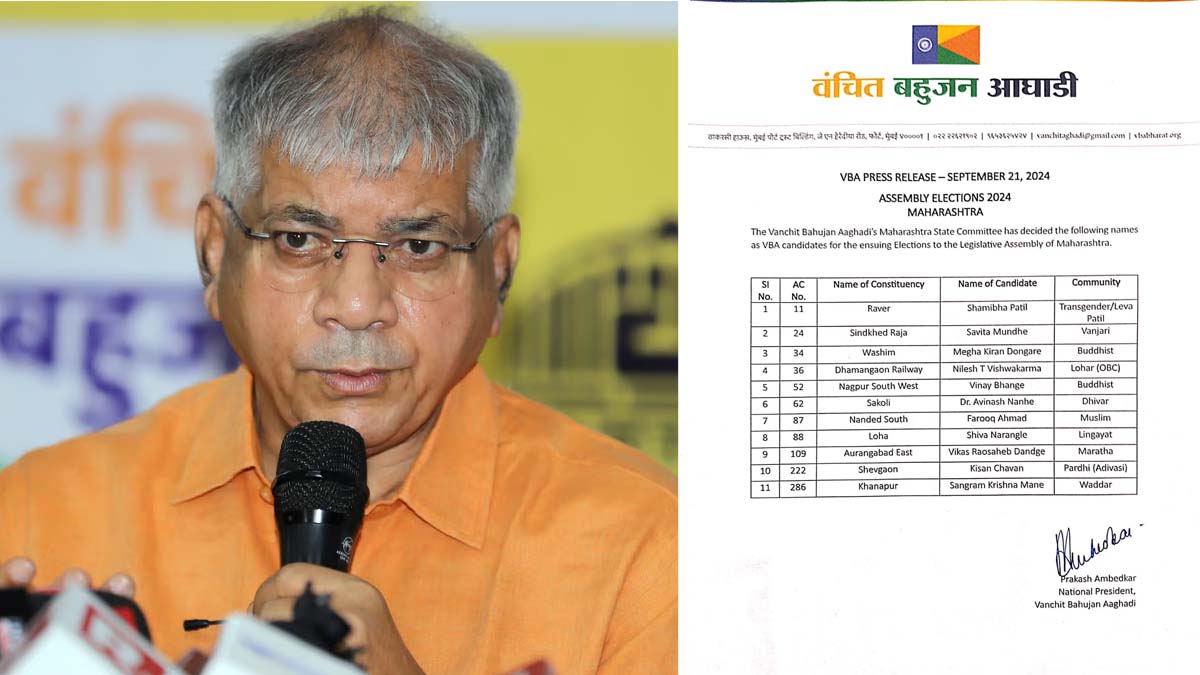 Prakash Ambedkar's VBA Announces 11 Candidates For Maharashtra Elections 2024; 1st List Includes Nagpur, Nanded, Aurangabad Seats