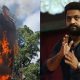 Jr NTR's Cut-Out Set On Fire By Unruly Fans Outside Hyderabad Theatre During Devara Screening