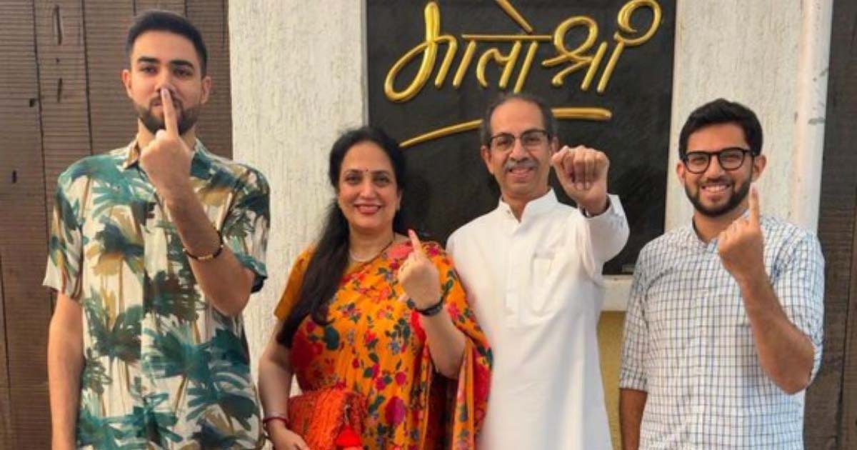 Maharashtra Assembly Elections 2024: Former CM & Shiv Sena-UBT Chief Uddhav Thackeray Casts Vote In Worli With Family Amid Low Voter Turnout